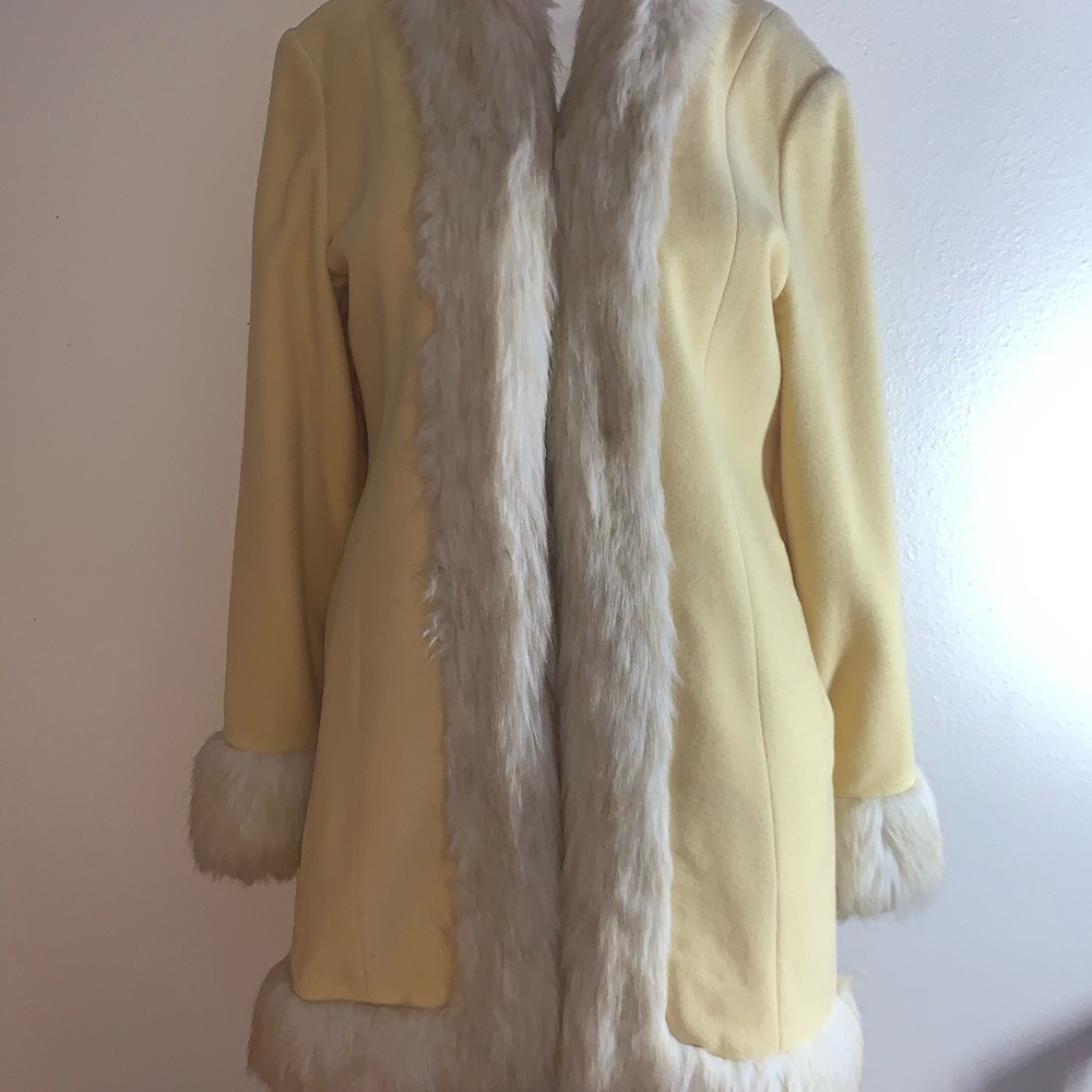 Long yellow fur coat